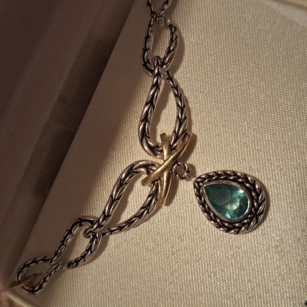 ⭐️NEW⭐️Sterling silver aqua pendant necklace